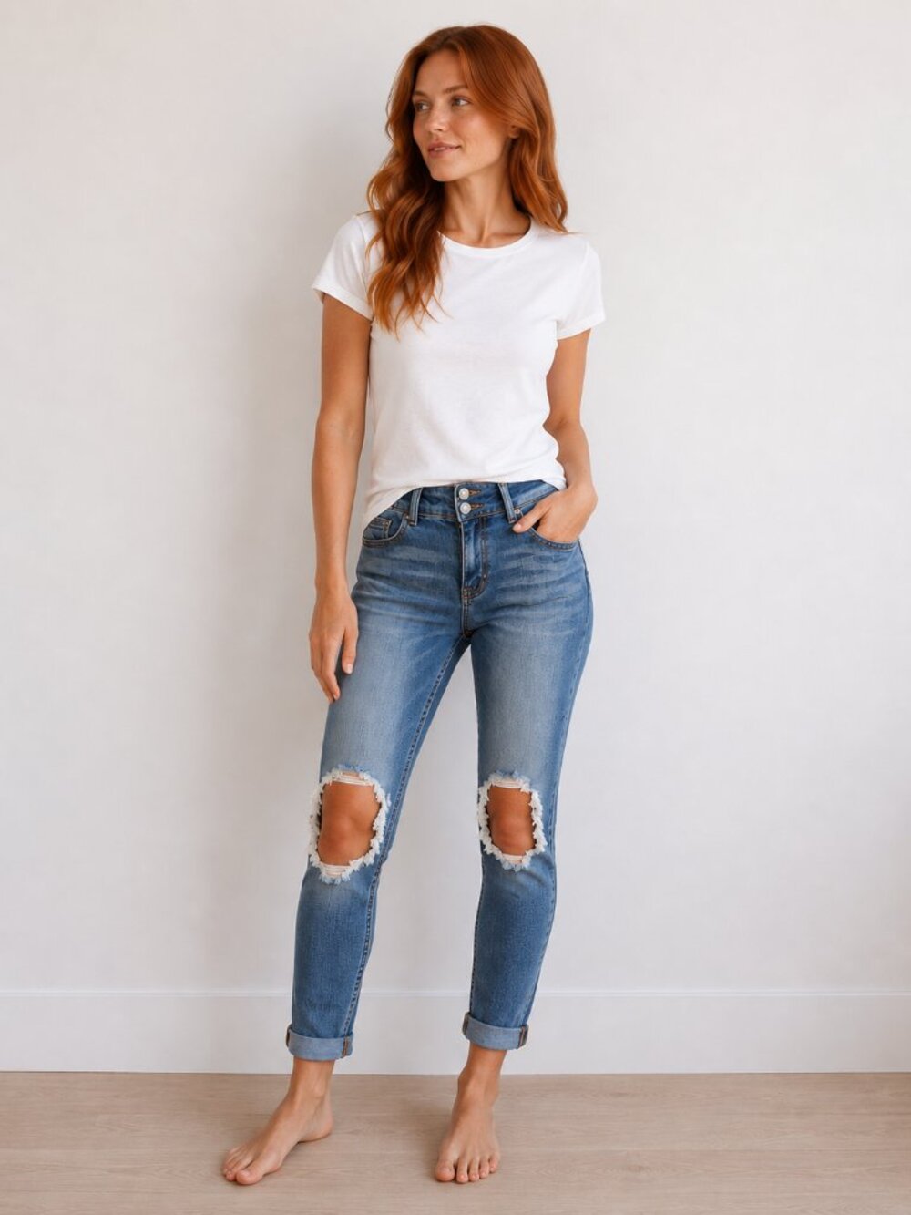 Indigo Rein Distressed Blue Skinny Jeans | Stretch Denim